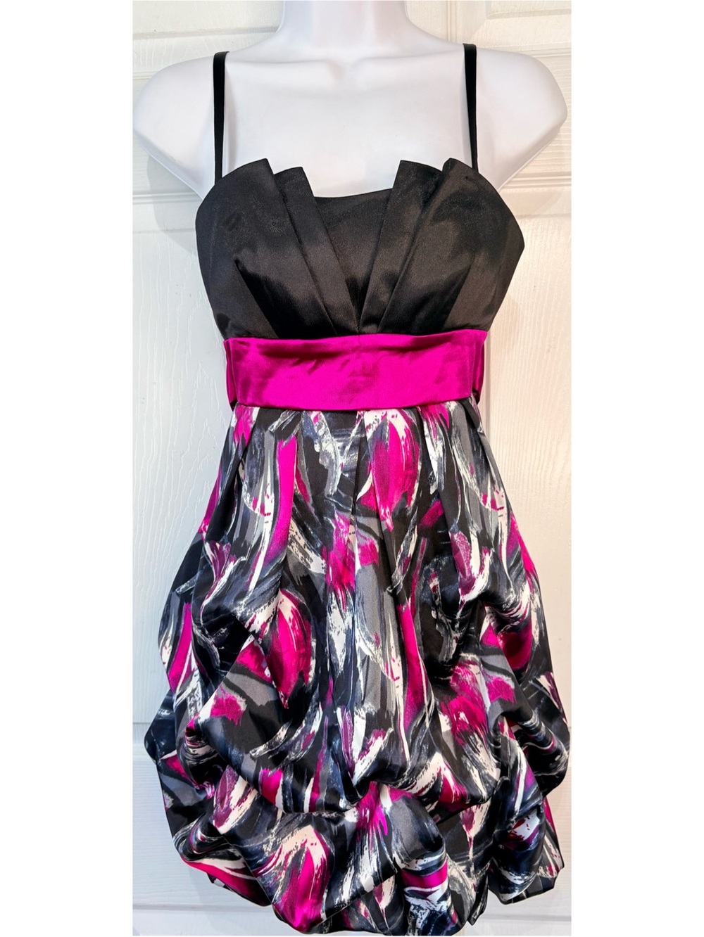 Vintage 90s IZ Beyer Satin Bubble Hem Cocktail Dress Size 4/5
